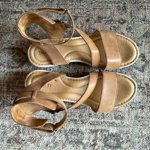 Born Tan Leather Women's Platform Sandals